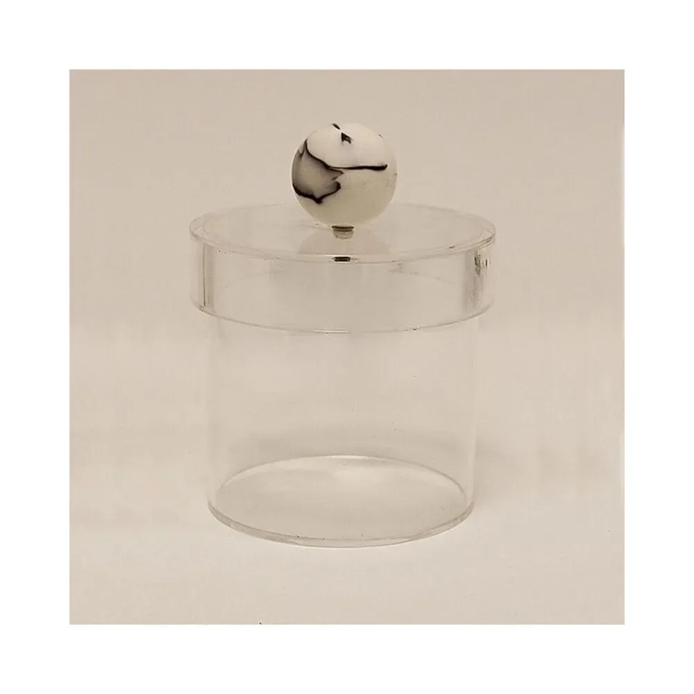 Vivience Small Acrylic Canister With Ball Knob, Beige